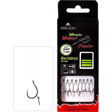 KÖTÖTT HOROG Szakáll nélküli, Monofil, csalitüskével (7mm) Mikado Method Feeder MF13 #8 (8db)