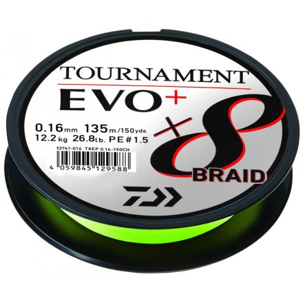 ZSINÓR Fonott Daiwa Tournament EVO X8 Chartreuse 135m 0,12 mm (8,60kg)