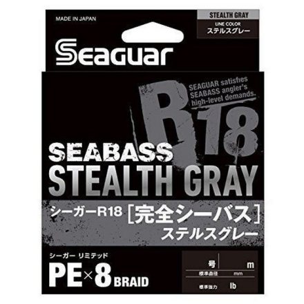 ZSINÓR Fonott Seaguar R18 Kanzen Seabass Stealth Gray 150 m 0,148 mm (7,00Kg)