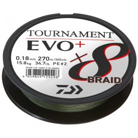   ZSINÓR Fonott Daiwa Tournament EVO X8 Sötétzöld 135m 0,14 mm (10,2kg)