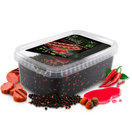 PELLET BOX Delphin Reaxe READY&GO 3in1 (400gr + 120ml +5db csali) Frankfurti kolbász-Chili