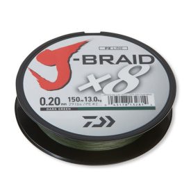  ZSINÓR Fonott Daiwa J-Braid X8 150m Sötét zöld 0,10mm (6,00Kg)