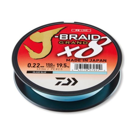 ZSINÓR Fonott Daiwa J-Braid GRAND X8 270m Kék 0,13mm (8,5Kg)